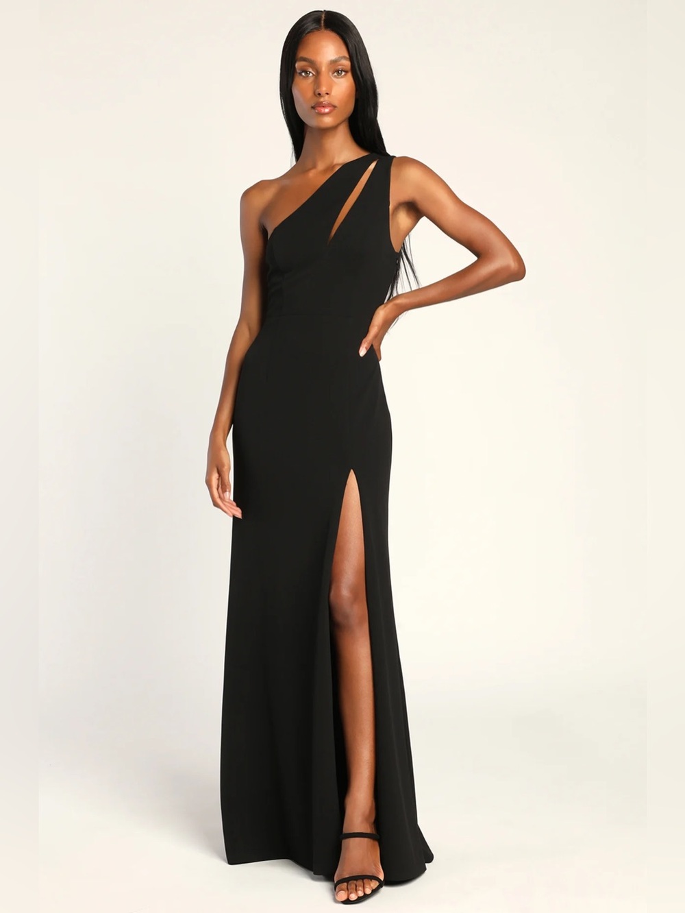 Lulu's NWT Enchanted Energy Black One-Shoulder Maxi Dress Size Small